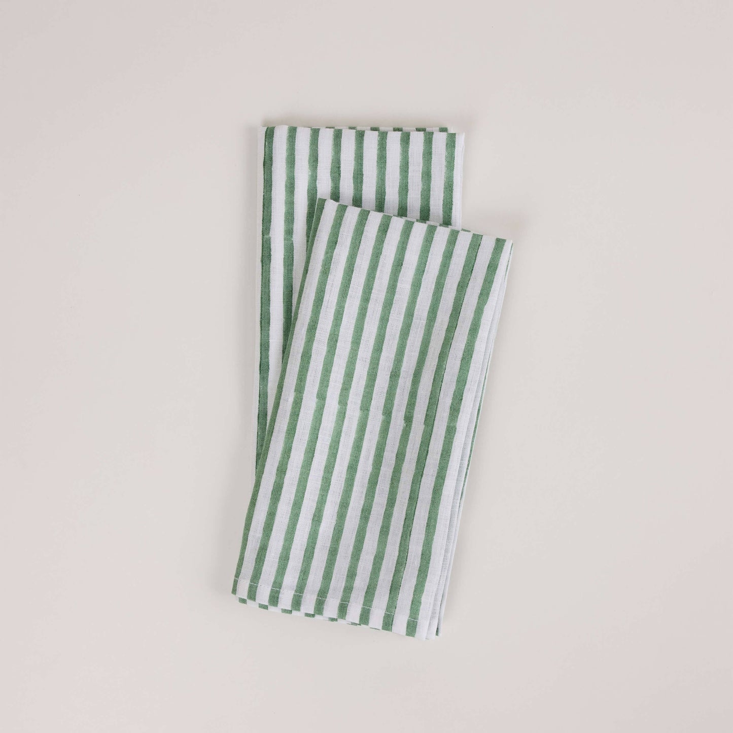 Striped Cotton Napkins - Green (Set of 2)